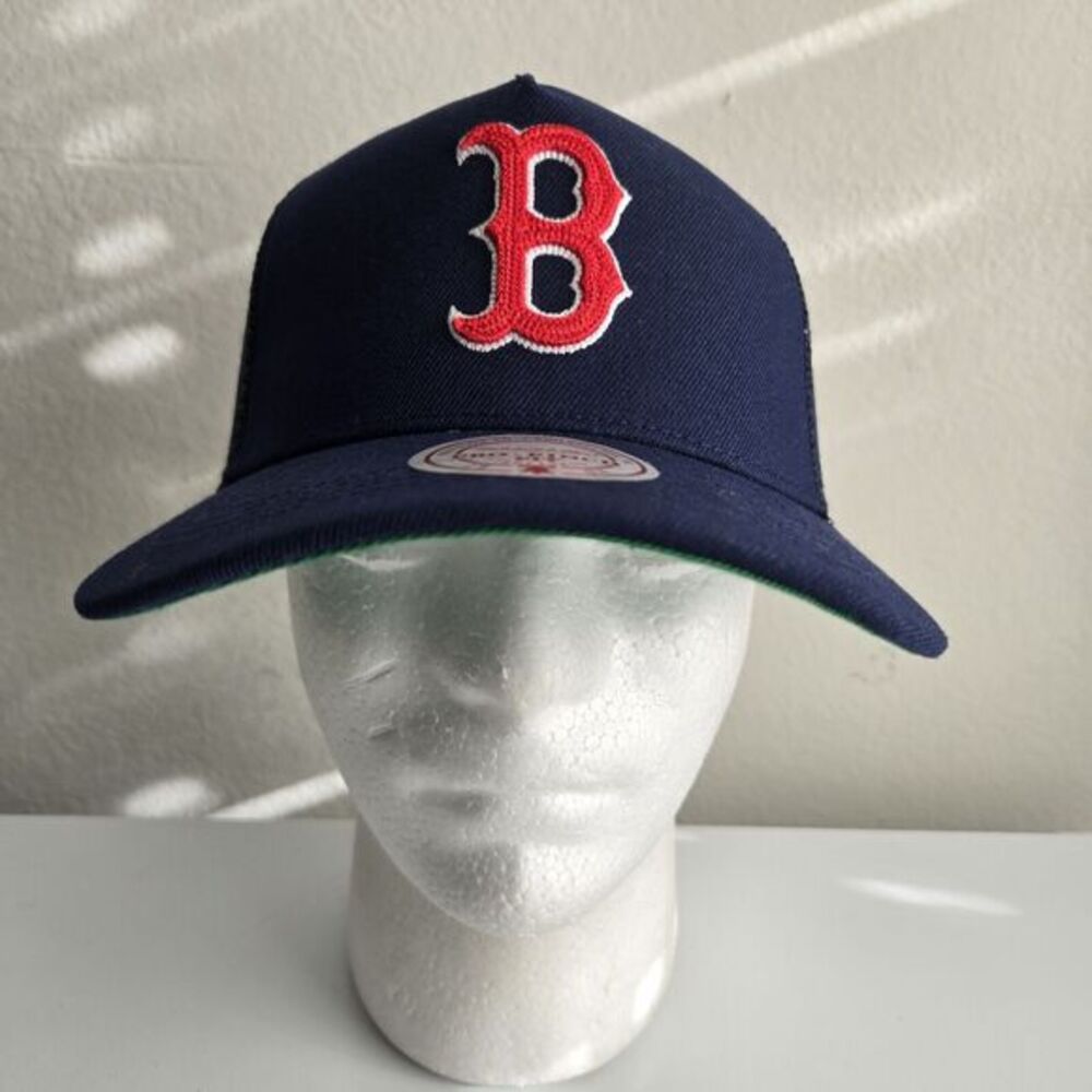 Boston Red Sox Mitchell & Ness Navy Blue Pro Pinch Fit‎ Mesh Patch Snapback Hat